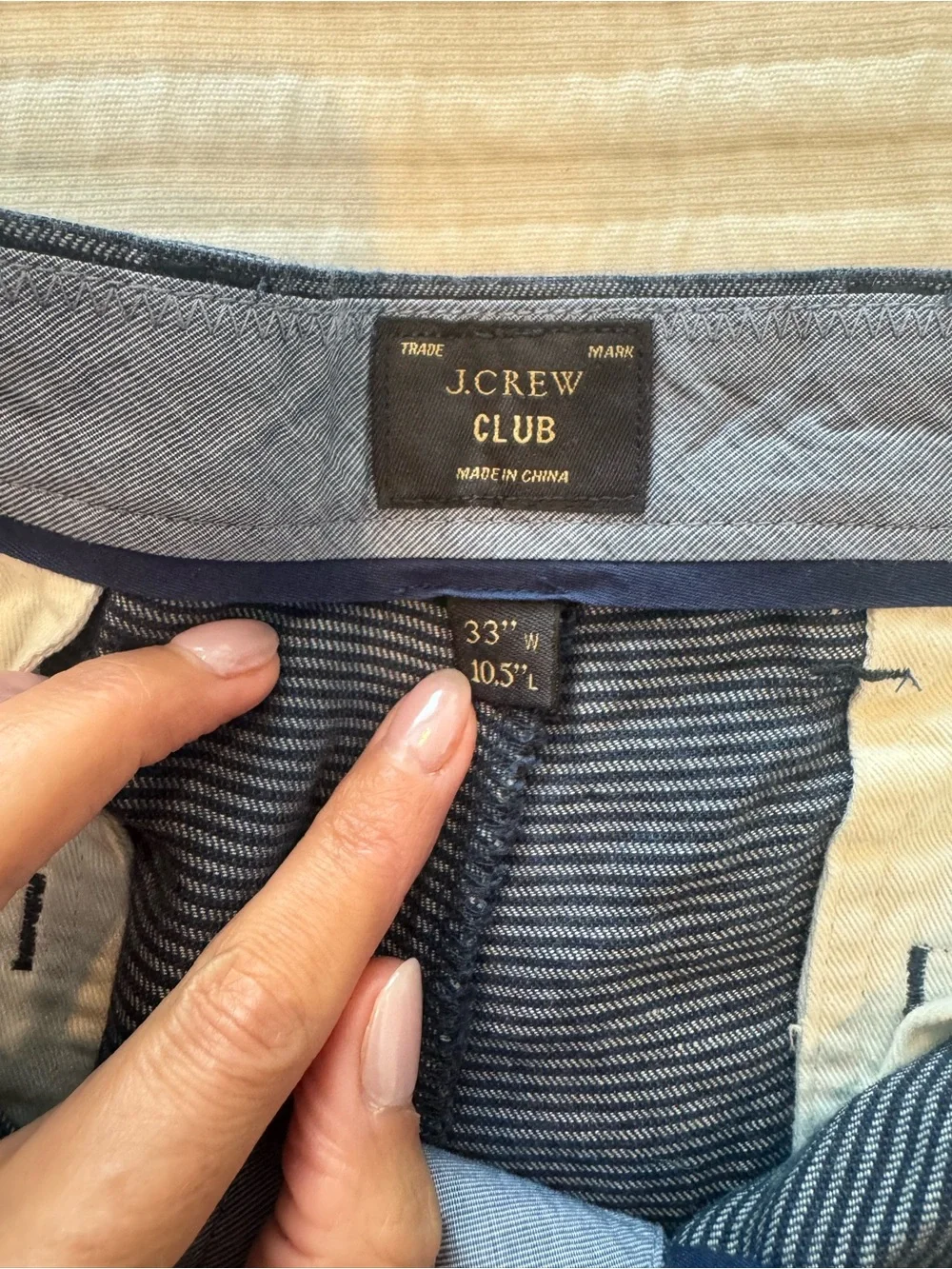 Men's J Crew Club Striped Navy Shorts